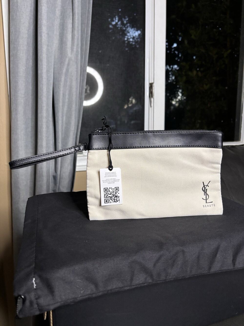 Yves Saint Laurent YSL Beaute Pouch Toiletry Travel Canvas Makeup Cosmetic Bag